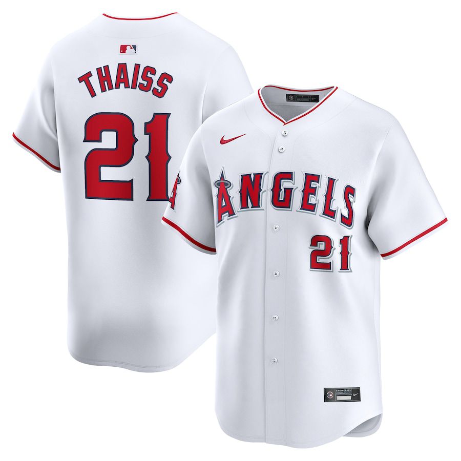 Men Los Angeles Angels 21 Matt Thaiss Nike White Home Limited Player MLB Jersey